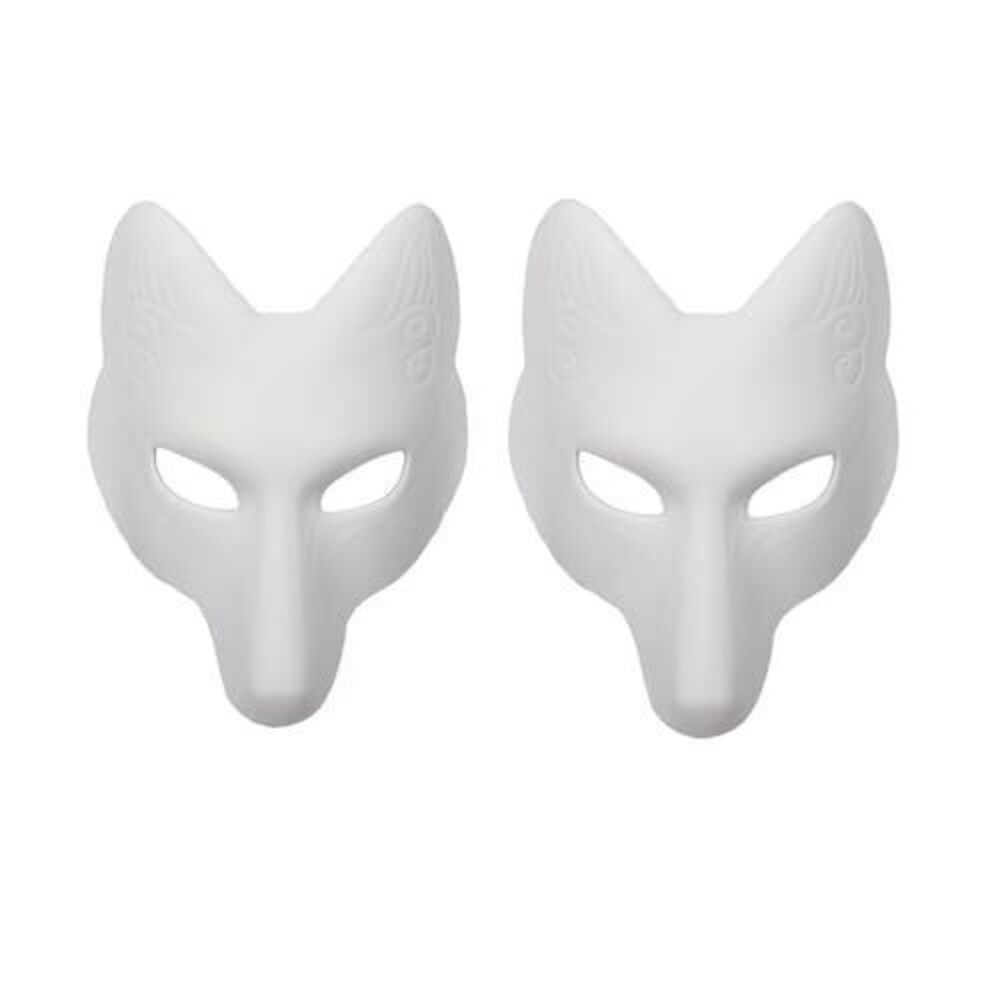 2077 DIY White Fox Cosplay Mask Animal Costume Mask for Party 2 Pcs